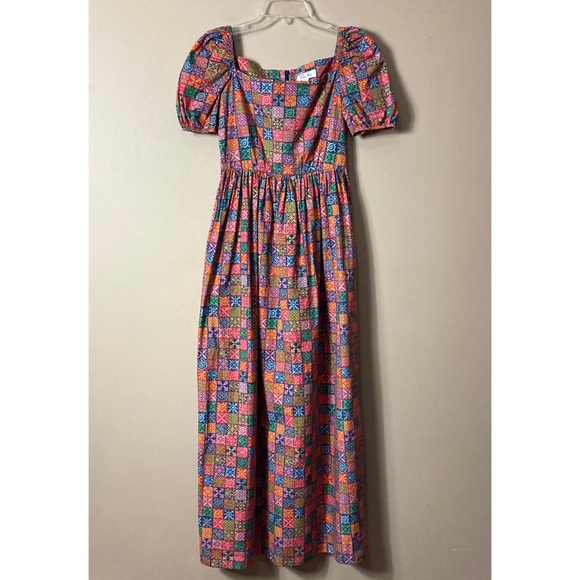 Coco Shop Short-Sleeve Maxi Dress in Navy Checkerboard - Picture 6 of 16